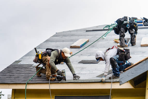 Professional Gutter Installation technician working in Portland, ND